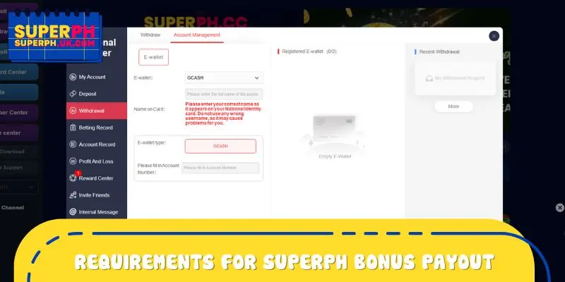 Requirements for SUPERPH bonus payout