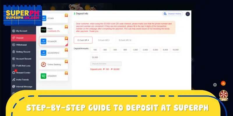 Step-by-step guide to deposit at SUPERPH using 2 methods